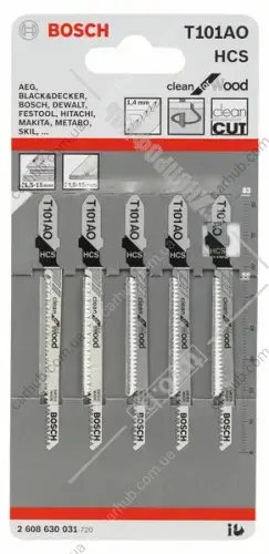 Полотно змінне для елетролобзиків T101AO Clean for Wood (к-кт 5 шт.) BOSCH 2 608 630 031 (фото 1)