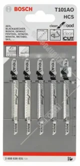 Полотно змінне для елетролобзиків T101AO Clean for Wood (к-кт 5 шт.) BOSCH 2 608 630 031