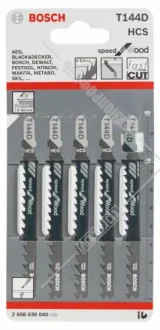 Полотно змінне для елетролобзиків T144D Speed for Wood (к-кт 5 шт.) BOSCH 2 608 630 040
