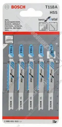 Полотно змінне для елетролобзиків T118A Basic for Metal (к-кт 5 шт.) BOSCH 2 608 631 013 (фото 1)