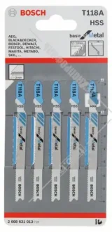 Полотно змінне для елетролобзиків T118A Basic for Metal (к-кт 5 шт.) BOSCH 2 608 631 013