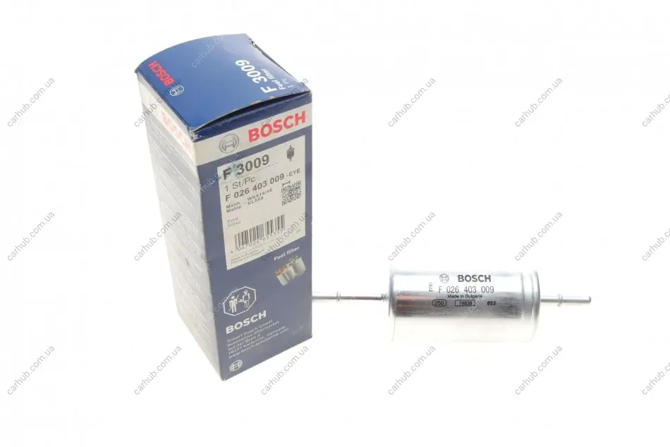 Паливний фільтр VOLVO C30, C70 II, S40 II, V50 FORD C-MAX, C-MAX II, FOCUS C-MAX, FOCUS I, FOCUS II, FOCUS III, GRAND C-MAX FORD USA WINDSTAR MAZDA 2, 3 SUZUKI ALTO VI 1.0-3.8 01.95-02.20 BOSCH F 026 403 009 (фото 1)