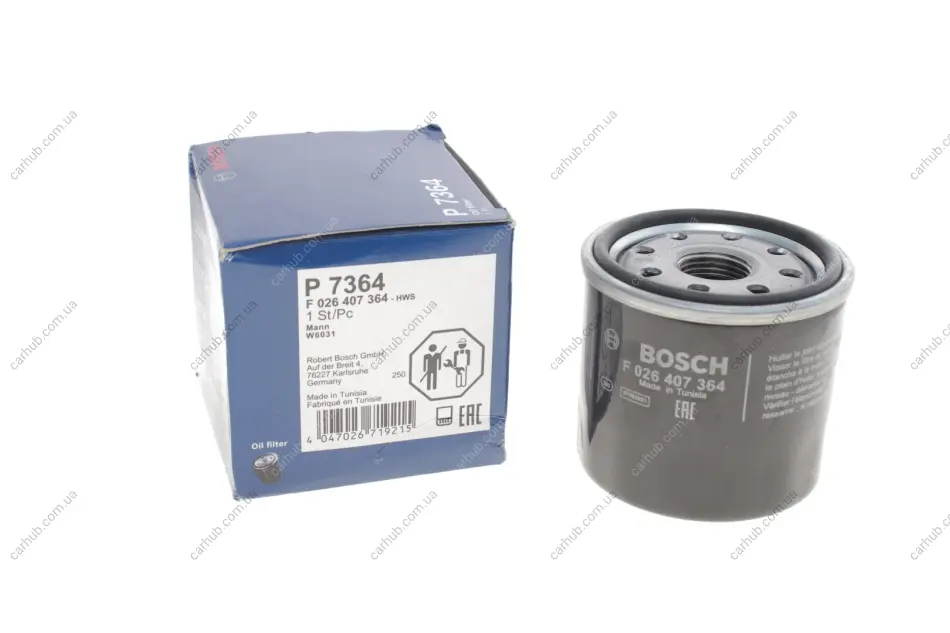 Фільтр масляний Lexus ES/Toyota Camry/Rav 4 2.0/2.5 Hybrid 17- BOSCH F 026 407 364 (фото 1)