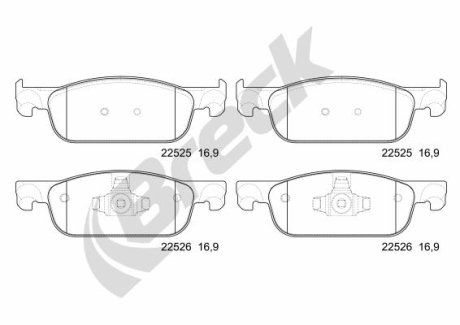 Тормозные колодки (передние) Renault Logan II/Clio IV/Sandero II 12- BRECK 22525 00 702 00