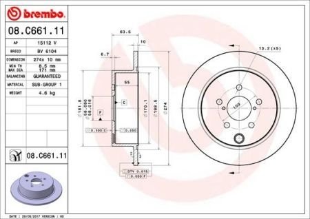 Тормозной диск BREMBO 08C66111 (фото 1)