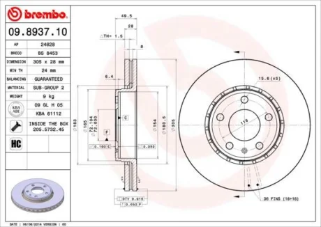Гальмівний диск пер. Trafic/Vivaro (01-21) BREMBO 09.8937.10