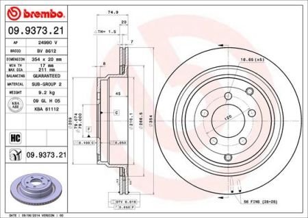 Фото гальмівний диск BREMBO 09937321 Гальмівний диск BREMBO 09937321