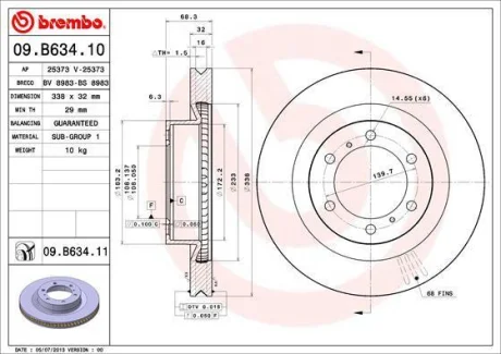Гальмівний диск пер. Land Cruiser/Prado (10-21) BREMBO 09.B634.11