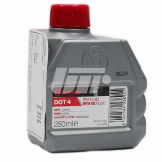Фото гальмівна рідина (DOT 4), 0.25л BREMBO LA4002 Гальмівна рідина (DOT 4), 0.25л BREMBO LA4002