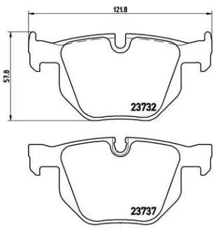 Гальмівні колодки зад. E60/E61/E63/E64 03-10 BREMBO P 06 033