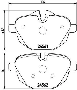 Гальмівні колодки зад. BMW 5 (F10)/X3 (F25) 10- (TRW) BREMBO P 06 064 (фото 1)