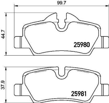Гальмівні колодки зад. MINI F56 13- BREMBO P 06 090