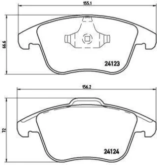Гальмівні колодки пер. Mondeo 07-/Volvo S60/V60 10-/V70 02-/XC 70 08- BREMBO P 24 076