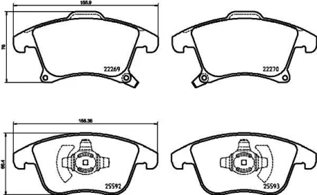 Гальмівні колодки пер. Galaxy III/Mondeo V/S-Max 14- (TEVES) BREMBO P 24 173