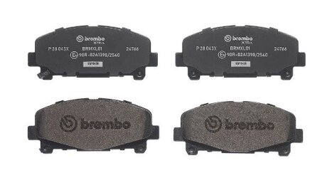 Фото комплект гальмівних колодок з 4 шт. дисків BREMBO P28043X Комплект гальмівних колодок з 4 шт. дисків BREMBO P28043X