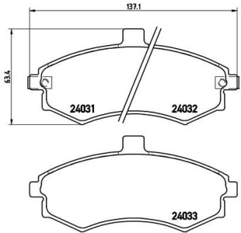 Фото комплект гальмівних колодок з 4 шт. дисків BREMBO P30020 Комплект гальмівних колодок з 4 шт. дисків BREMBO P30020