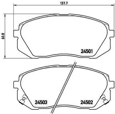 Гальмівні колодки пер. Kia Carens 06-/Sportage 04-/Hyundai Kona 17- (Sumitomo) BREMBO P 30 039 (фото 1)