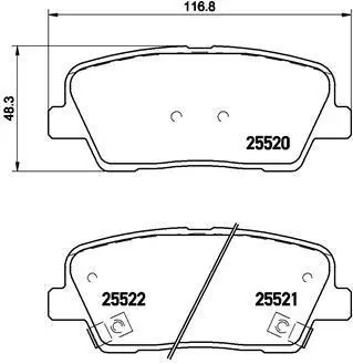Гальмівні колодки зад. Santa Fe II/III 06-/Sorento II/III 09- (mando) BREMBO P 30 063 (фото 1)