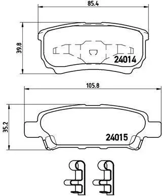 Гальмівні колодки зад. MITSUBISHI LANCER/JEEP PATRIOT 1.3-2.4 02- BREMBO P 54 034 (фото 1)