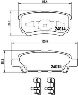 Гальмівні колодки зад. MITSUBISHI LANCER/JEEP PATRIOT 1.3-2.4 02- BREMBO P 54 034