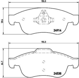 Гальмівні колодки пер. Megane 09-/Duster 10-/Dokker 13- BREMBO P 68 050