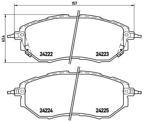 Гальмівні колодки пер. Subaru Legacy IV/Outback 03- (akebono) BREMBO P 78 017 (фото 1)
