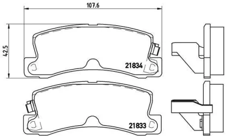 Гальмівні колодки зад. Toyota camry 90-06/corrola (Akebono) BREMBO P 83 015