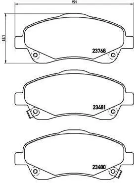 Гальмівні колодки пер. Toyota Avensis 00-08 (bosch) BREMBO P 83 046 (фото 1)