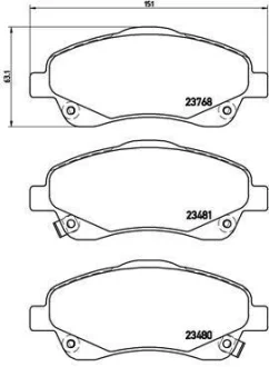 Гальмівні колодки пер. Toyota Avensis 00-08 (bosch) BREMBO P 83 046