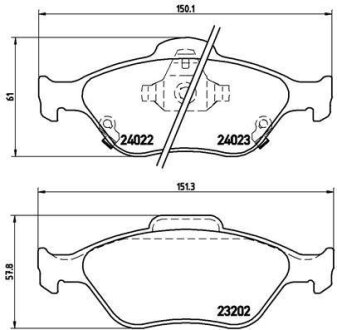 Фото комплект гальмівних колодок з 4 шт. дисків BREMBO P83085 Комплект гальмівних колодок з 4 шт. дисків BREMBO P83085