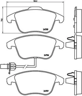 Гальмівні колодки пер. A4 07-/Q5 12- (ATE) BREMBO P 85 113