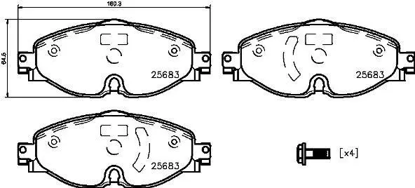 Гальмівні колодки пер. Q3/A3/LEON/Octavia III-IV/Golf VII-VIII/Passat B8 12- /без датчика (TRW) BREMBO P 85 147 (фото 1)