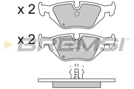 Тормозные колодки зад. BMW 3(E36, E46)/5(E34)/7(E32) 86-06 (ATE) (123x43,6x16,7) BREMSI BP2498