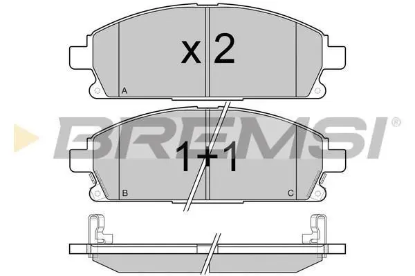 Гальмівні колодки пер. Nissan X-Trail 01-13/Pathfinder 97-04 (sumitomo) (159x56x16,4) BREMSI BP2968 (фото 1)