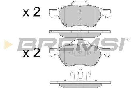 Гальмівні колодки пер. Renault Laguna 01- (ATE) (156,3x68,8x18) BREMSI BP2981