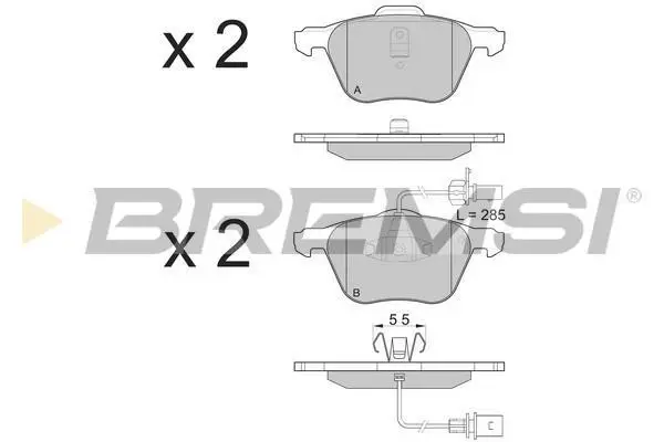 Гальмівні колодки пер. T4 1.9/2.4/2.5 D/TDI -03 (R16) (з датчиком) BREMSI BP3076 (фото 1)