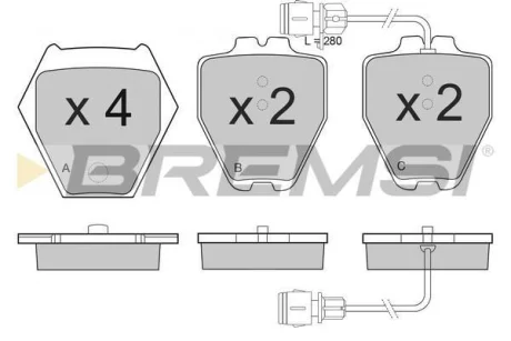 Гальмівні колодки пер. Audi A6 C5 97-/A8 D2 94- (Lucas) BREMSI BP3122