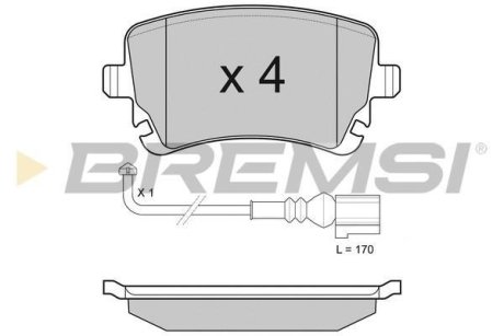 Гальмівні колодки зад. T5 03- (TRW) (з датчиком) BREMSI BP3140