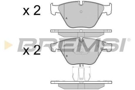 Гальмівні колодки пер. BMW 5 (F10) 10- (ATE) (155,1x68,5x18,9) BREMSI BP3452