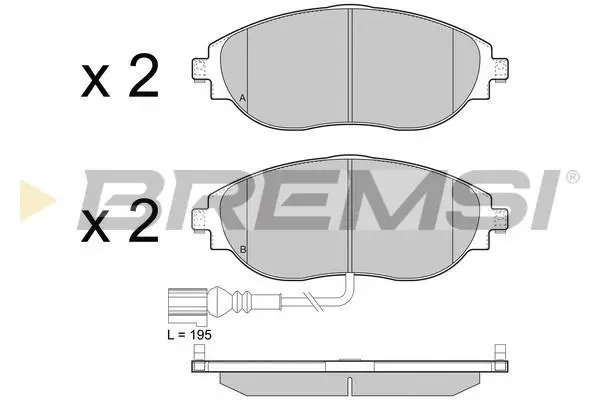 Гальмівні колодки пер. VW Passat 10-/Skoda Octavia 12- (TRW) з датчиком BREMSI BP3474 (фото 1)