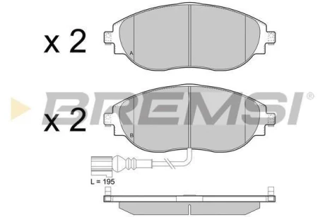 Гальмівні колодки пер. VW Passat 10-/Skoda Octavia 12- (TRW) з датчиком BREMSI BP3474