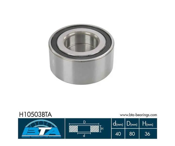 Комплект підшипника колеса передн лів/прав (40x80x36) HYUNDAI SONATA III MITSUBISHI CARISMA 1.8-3.0 05.93-06.06 BTA H10503BTA (фото 1)