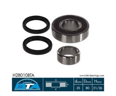 Комплект підшипника колеса задн лів/прав (35x80x26) SUZUKI VITARA, X-90 1.6-2.0D 07.88-12.05 BTA H28010BTA (фото 1)
