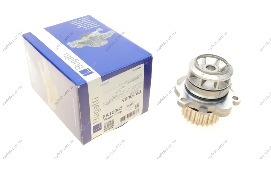 Помпа води Audi A3/A4/A6 2.0TFSI 04-13/Skoda Octavia 2.0RS 05-13/VW Golf 2.0R 07- (23z) (R/B) (8лоп) BUGATTI PA10065 (фото 1)