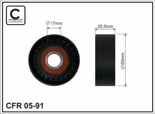 Ролик натяжний Citroen 2.0 HDi/2.2 HDi/FOR d=65 s=2 CAFFARO 0591 (фото 1)