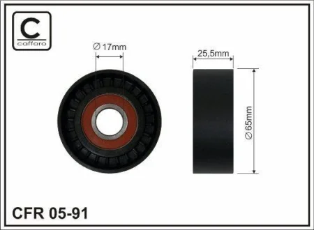 Ролик натяжний Citroen 2.0 HDi/2.2 HDi/FOR d=65 s=2 CAFFARO 0591