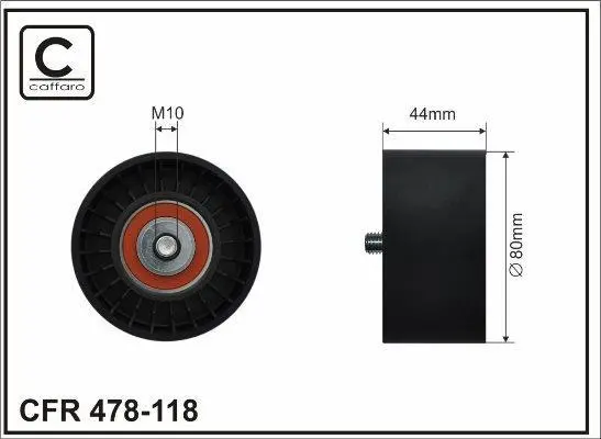 Ролик натяжного механізму поліклинового ремня mercedes actros/mp2/mp3 om541.920-om542.962 04.96- 80x CAFFARO 478118 (фото 1)