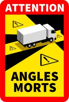 Наклейка для сліпих зон ANGLES MORTS ((EN) self-adhesive film for a banner, вантажівки) 17см x 25см CARGOPARTS CARGO-T127