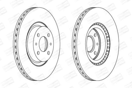 КОМПЛ.2 ШТ/ Гальмівний диск пер. Fiat Doblo/Stilo 01-/Bravo 95-/Citroen Nemo 08- (284*22) CHAMPION 561387CH