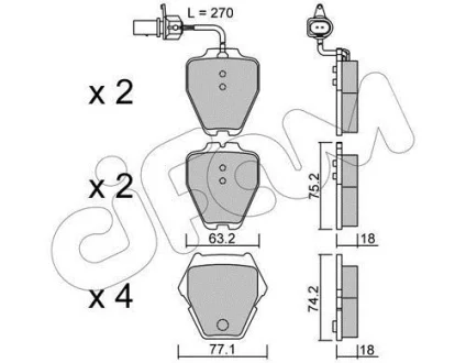Гальмівні колодки пер. Audi A4 B5/A6 C5 97-/VW Phaeton 02- CIFAM 822-774-1